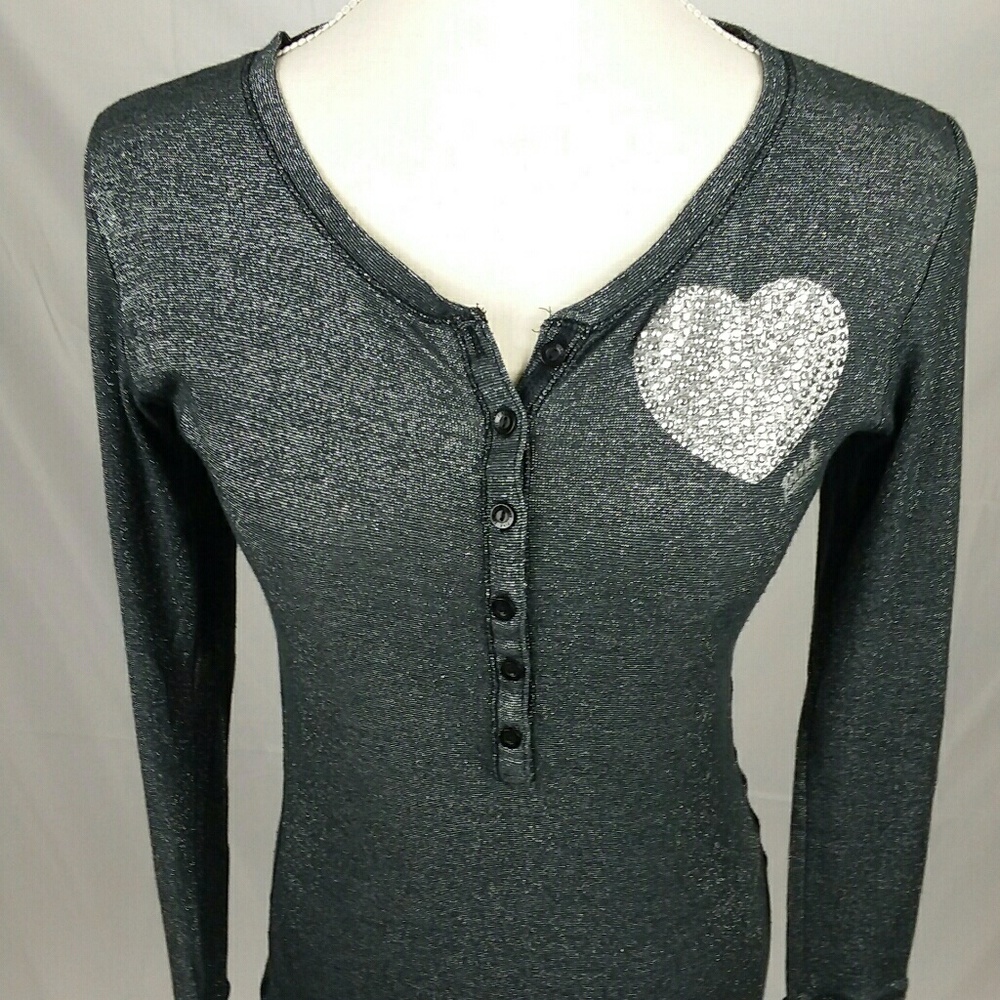 Pink Victoria's secret 1986 sparkling grey shirt